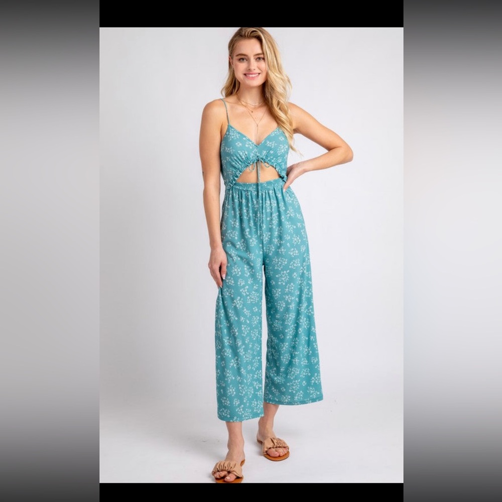 NEW! (WOT) Floral print jumpsuit with front cutout